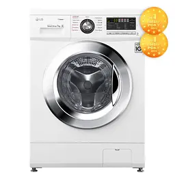 Пральна машина LG з фронтальним завантаженням F1296HDS3, 7кг, 1200, A+++, Пар, глибина 44см, Дисплей, Інвертор, Білий (F1296HDS3) - мініатюра 2
