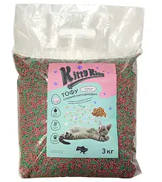 Наповнювач для котячого туалету Kitty Kiss Tofu соєвий тофу з ароматом бабл гам 3 кг KK8319