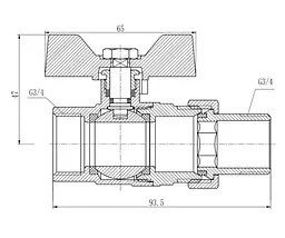 Кран кульовий Thermo Alliance "Американка" Forte 3/4" ВЗ прямий, метелик SF220W20 - мініатюра 4