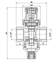 Редуктор тиску посилений Thermo Alliance Standart 1/2" ВВ, нікель PN16 SF241W15 - мініатюра 2