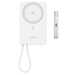 Батарея універсальна Ugreen 10000mAh 30W 1xUSB-C + 15W Magnetic Wireless + cable USB-C white (75983B) - мініатюра 7