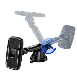 Автотримач із бездротовою зарядкою HOCO CA75 Magnetic 15W / 7.5W / 10W Чорний-карбон PU шкіра - мініатюра 2