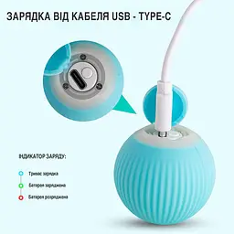 Інтерактивна іграшка для котів Розумний м'яч UFT CatToy 1 Blue - мініатюра 6