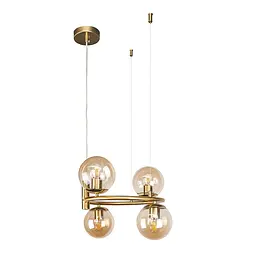 Люстра стельова Levistella 7521011-4 BRZ+BR, 4 плафона E27, бронзовий метал, коричневе скло, сучасний стиль для дому