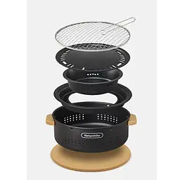Піч настільна кругла з решіткою гриль і сковорідкою Naturehike CNK2550CF010 36х32.6х12 см хромоване залізо - мініатюра 3
