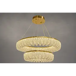 Linisoln 7903-60*40 FG 140W, двоярусна підвісна кришталева LED-люстра золото - мініатюра 2