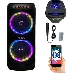 Акумуляторна акустична система Kimiso QS-82 колонка валіза 80Вт USB SD FM радіо Bluetooth мікрофон ДК (QS-82) - мініатюра 6