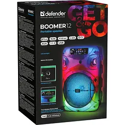 Акустична система 1.0 Boomer 12, 15Вт, Bluetooth/FM/USB/LED/AUX чорна - мініатюра 7