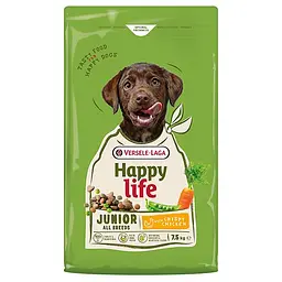 Сухий корм для цуценят усіх порід Happy Life Junior with Chicken Хеппі Лайф Курка 7.5 кг