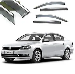 Дефлектори вікон вітровики Benke для Volkswagen Passat B6 / B7 Седан Europe Хром Молдинг Із Нержавіючої Сталі 3D