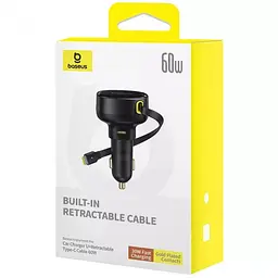 Розгалужувач - подовжувач зарядний в авто Baseus Enjoyment Pro 60 W (1USB-C) + висувний кабель Type-C - мініатюра 6