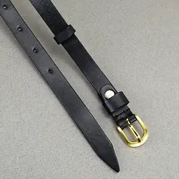 Ремінь шкіряний жіночий вузький чорний HC-1562 (115 см) - мініатюра 4