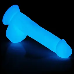 Неоновий фалоімітатор LoveToy Lumino Play 23 см блакитний - мініатюра 7