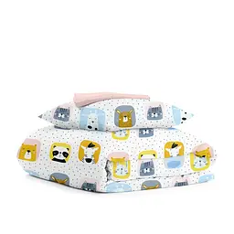Дитяча постільна білизна в ліжечко ROSE ANIMALS, білий (AnimalsColor_Rose_140)