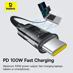 Кабель Baseus Gem Fast-Charging Data 100W Type-C - Type-C 1m Чорний (P10373000111-00) - мініатюра 3