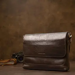 Шкіряна чоловіча сумка Grande Pelle 11430 коричневий - мініатюра 8