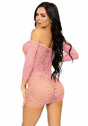 Сукня-сітка з сердечками Leg Avenue Heart net mini dress Pink, зав’язки, відкриті плечі, one size - мініатюра 2
