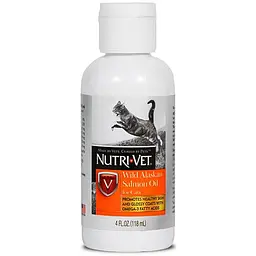 Nutri-Vet Wild Alaskan Salmon Oil нутрі-вет олія дикого лосося рідка вітамінна добавка для шерсті котів