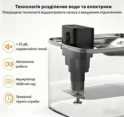 Фонтан для кота NPET WF020-WM 4 л з вбудованим акумулятором та датчиком руху, Чорний - мініатюра 4