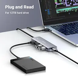 USB-хаб Ugreen CM219 4-in-1 USB Type-A to 4xUSB 3.0 HUB 1.5m Black (90879) - мініатюра 7