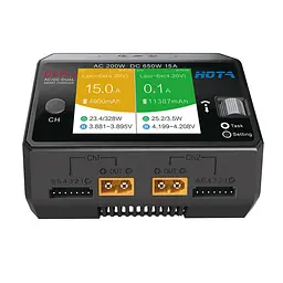 Зарядний пристрій двоканальний HOTA D6 Pro Dual 325W 15A 1-6S LiPo AC/DC FPV бездротова зарядка Black (18768) - мініатюра 3