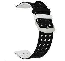 Подвійний ремінець з перфорацією для годинника Samsung Galaxy Watch Active/Active 2 Black White - мініатюра 2