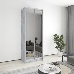 Шафа-купе дводверна MebelStar Стандарт AL 2 Дзеркала 90x45x240 см Бетон (MBS-3824)