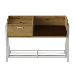 Банкетка із тумбочкою Ferrum-decor Бланка 540x1000x320 метал Білий ДСП Дуб Артізан 16 мм (FRD-103036)