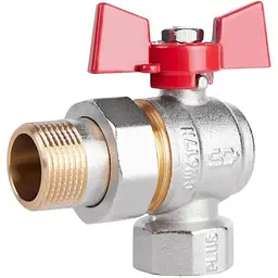 Кран кульовий Thermo Alliance "Американка" Standart 3/4" ВЗ кутовий, латунь, PN40, метелик SD222NW20PN40 - мініатюра 1