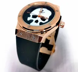 Чоловічий наручний годинник Hublot з черепом 45 мм Золотий (2104618465) - мініатюра 2