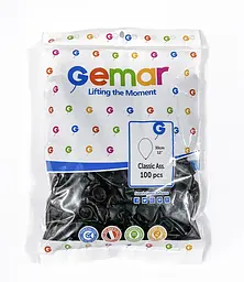 Надувні повітряні кульки Gemar 26 см (10") 100 шт наповнення повітрям або гелієм Чорний - мініатюра 2