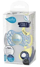 Силіконова симетрична пустушка Nuvita Air55 Cool Вуса, світиться в темряві, 6-12 міс., блакитний (NV7085GDB) - мініатюра 3