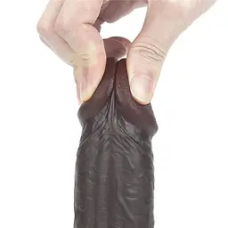 Фалоімітатор LoveToy Sliding Skin з подвійного матеріалу 23 см коричневий - мініатюра 14