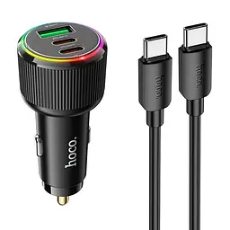 Адаптер автомобільний Hoco Avant-garde Car charger NZ17 (Type-C to Type-C set) |2USB/Type-C, 75W/3A, PD/QC|
