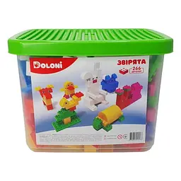 Конструктор Doloni Toys Звірята у пластиковому боксі 266 деталей 3+ років (IC-187-C-597)