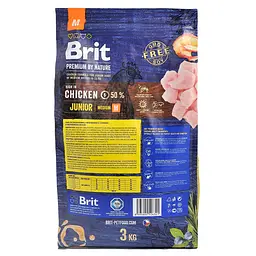 Сухий корм для цуценят середніх порід Brit Premium Dog Junior М з куркою 3 кг - мініатюра 3