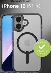 Чохол протиударний ZAGG Gear4 Crystal Palace MagSafe для iPhone 16 Прозорий + Чорний - мініатюра 2