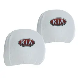 Чохли для підголівників Універсальні Kia Білі Кольоровий логотип 2 шт