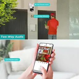Бездротова WiFi вай фай камера вулична поворотна 2 камери 3mp+3mp IP66 повнокольорове нічне бачення UKC PTZ P12 ICSEE - мініатюра 7