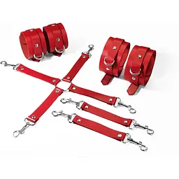 Набір для БДСМ 3 в 1 Feral Feelings BDSM Kit 3 Red, Red, наручники, поножі, хрестовина