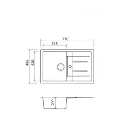 Кухонна мийка Adamant FORT антрацит 770x495x200 мм, з крилом 77 см - мініатюра 4