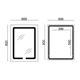 Дзеркало Lidz Kubis 600x800 з LED-підсвічуванням Touch, з антизапотіванням, з диммером яскравості LD78LF9376080 - мініатюра 2