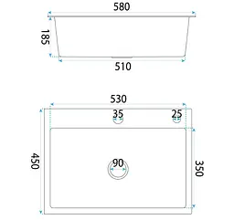 Кухонна мийка Rea Liam 580x450x185 мм brushed copper ZLE-06050 - мініатюра 3