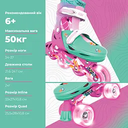 Роликові ковзани Neon Combo розмір 34-37 квіти (NC49F4) - мініатюра 6