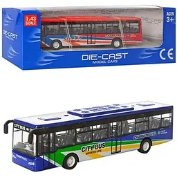 Автобус 632-34 мет., інерц., гумові колеса, 2 кольори, кор., 17-6-6 см.
