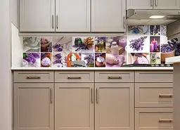 Кухонний фартух Лаванда Мозаїка вініловий ПВХ наклейка для кухні фіолетовий 60х200 см Happy Pocket Z180251