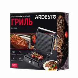 Гриль Ardesto прижимний 1800 Вт чорно-сріблястий (GH-1800MB) - мініатюра 13