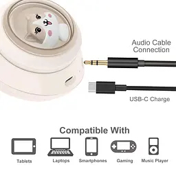 Дитячі бездротові навушники з котячими вушками Onikuma B3 з Bluetooth 5.3, RGB-підсвічуванням, мікрофоном та картою памʼяті microSD до 25 годин роботи рожевий - мініатюра 10