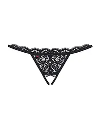 Мереживні танги з двома отворами Obsessive 831-THC-1 crotchless thong S/M - мініатюра 5