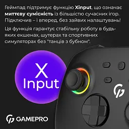 Геймпад GamePro із зарядною станцією BT 5.3/USB/2.4 ГГц (Switch/PC/iOS/Android) RGB Black (GPX13BDOC) - мініатюра 11